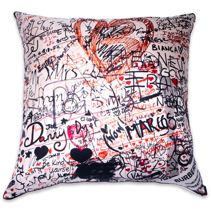 Rare Vintage Luxurious Artistic Burberry "Scribble" Print Designer Silk Pillow | Unique British Decor | 36" x 36" x 8"