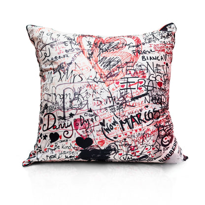 Rare Vintage Luxurious Artistic Burberry "Scribble" Print Designer Silk Pillow | Unique British Decor | 36" x 36" x 8"