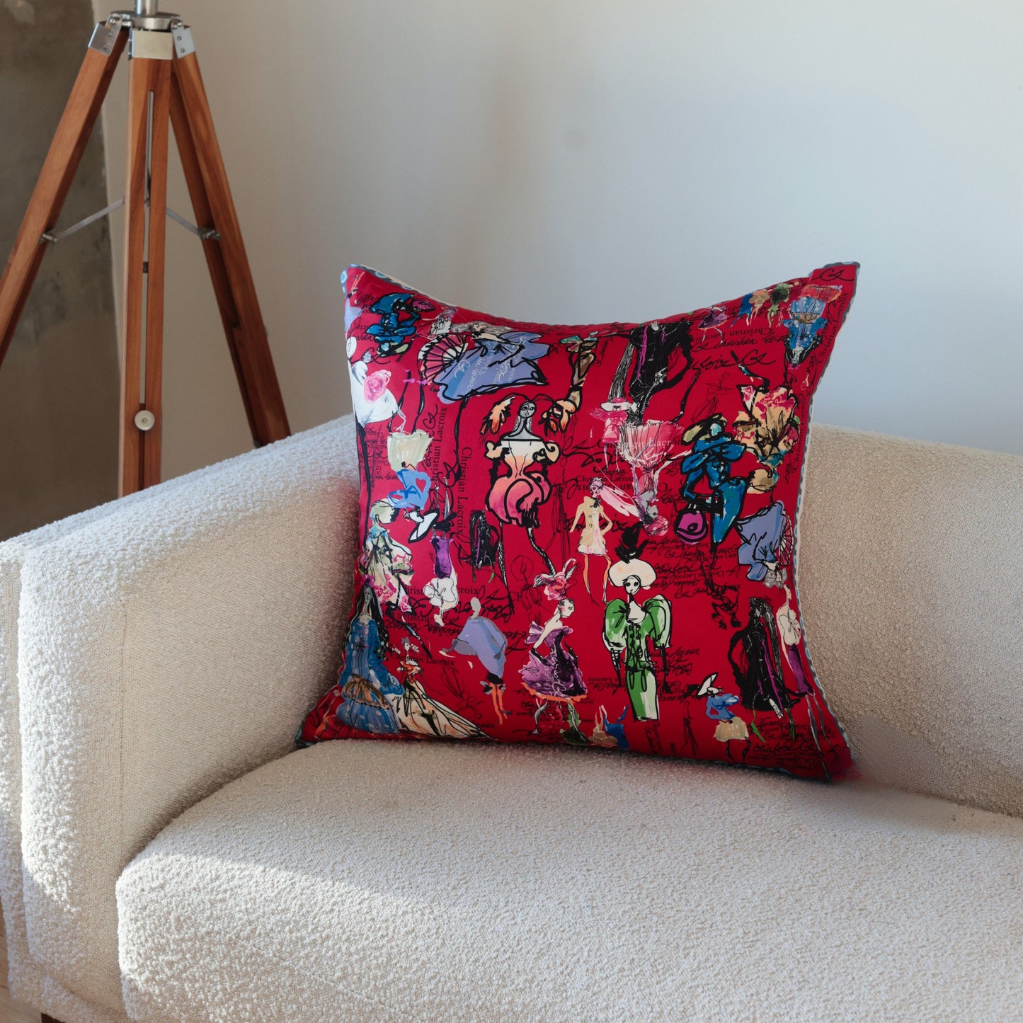Rare Vintage Vibrant Christian Lacroix Fashion Soiree Designer Silk Pillow | Artistic Luxury Decor | 24" x 24" x 8"