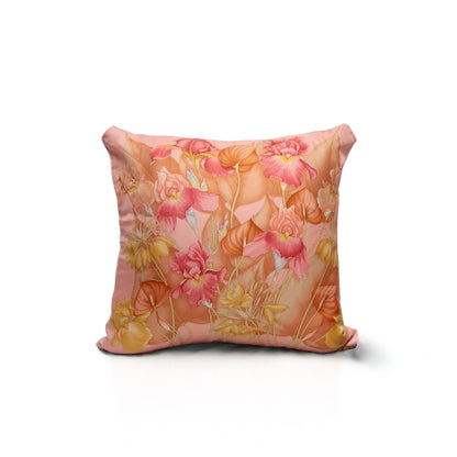 Rare Vintage Elegant Salvatore Ferragamo Iris Floral Print Silk Pillow | Luxurious Italian Decor | 16" x 16" x 8"