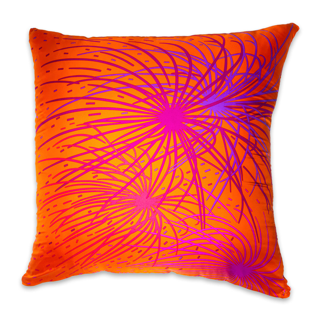 Rare Vintage Hermès "Pluie D'Etincelles" by artist Wlodzimierz Kaminski Silk Pillow | Luxury Designer Decor | 35" x 35" x 8"