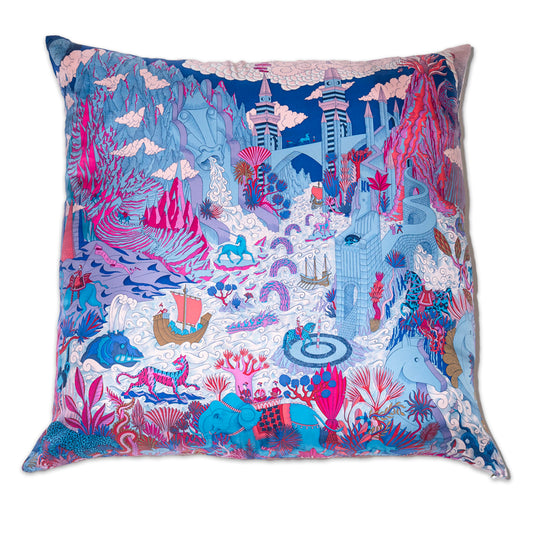 Rare Vintage Luxury Hermès Cosmographia Universalis by artist Jan Batjlik Silk Pillow | Artistic Home Decor | 20" x 20" x 8"