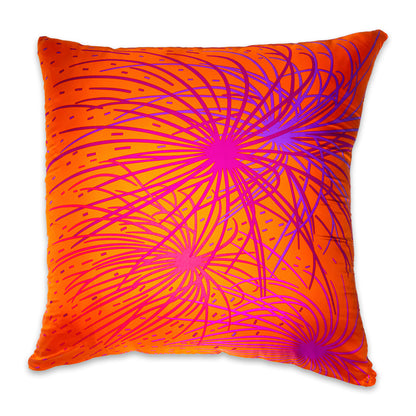 Rare Vintage Hermès "Pluie D'Etincelles" by artist Wlodzimierz Kaminski Silk Pillow | Luxury Designer Decor | 35" x 35" x 8"