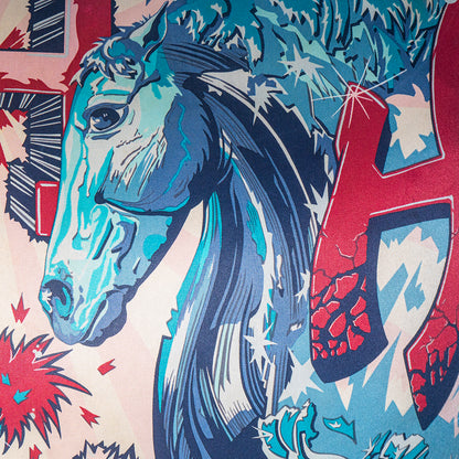 Rare Vintage Luxurious Hermès "H Comme Horse" Silk Pillow | Designer Accent Decor | 18" x 18" x 8"