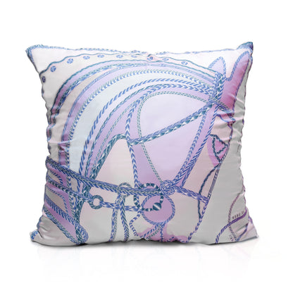 Rare Vintage Elegant Hermès "Robe du Soir" by artist Florence Manlik Silk Pillow | Lilac Equestrian Art Decor | 36" x 36" x 8"