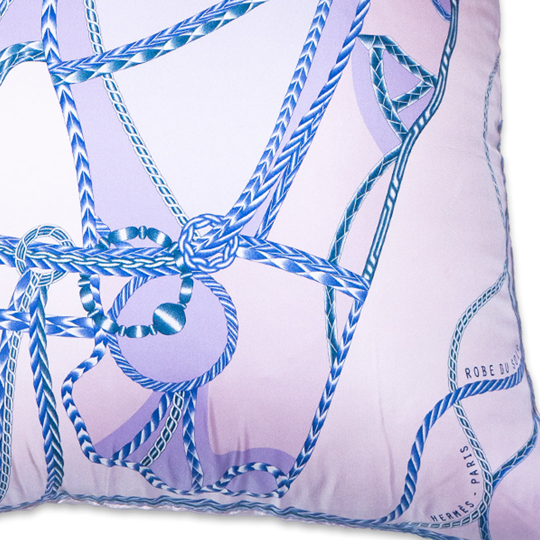 Rare Vintage Elegant Hermès "Robe du Soir" by artist Florence Manlik Silk Pillow | Lilac Equestrian Art Decor | 36" x 36" x 8"