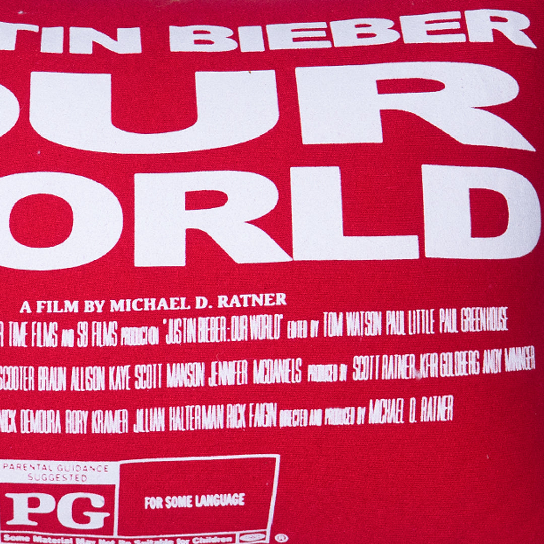 Unique Justin Bieber "Our World" Movie Merchandise Pillow | Fan Collectible Decor | 12" x 12" x 6"
