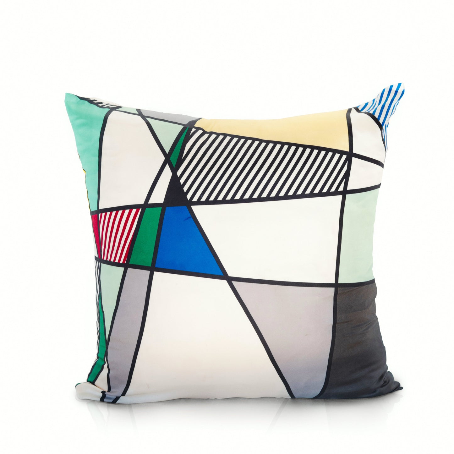 Rare Vintage Luxury Iconic Roy Lichtenstein "Perfect/Imperfect" Silk Pillow | Pop Art Geometric Decor | 18" x 18" x 8"