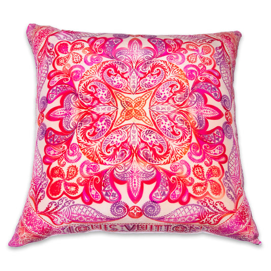 Rare Vintage Intricate Louis Vuitton by artist Richard Prince Designer Silk Pillow | Mandala-Inspired Art Luxe Cushion | 36" x 36" x 8"