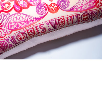Rare Vintage Intricate Louis Vuitton by artist Richard Prince Designer Silk Pillow | Mandala-Inspired Art Luxe Cushion | 36" x 36" x 8"