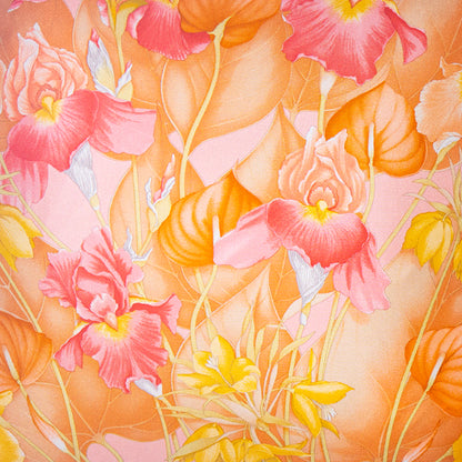 Rare Vintage Elegant Salvatore Ferragamo Iris Floral Print Silk Pillow | Luxurious Italian Decor | 16" x 16" x 8"