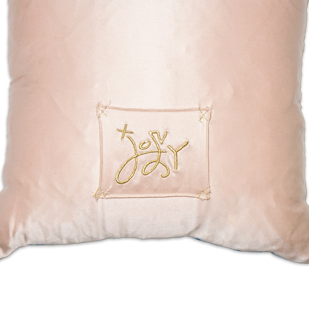 Rare Vintage Luxurious Exclusive Christian Dior Robotic Figures & Tropical Floral Designer Silk Pillow | High-Fashion Art Decor | 22" x 22" x 8"