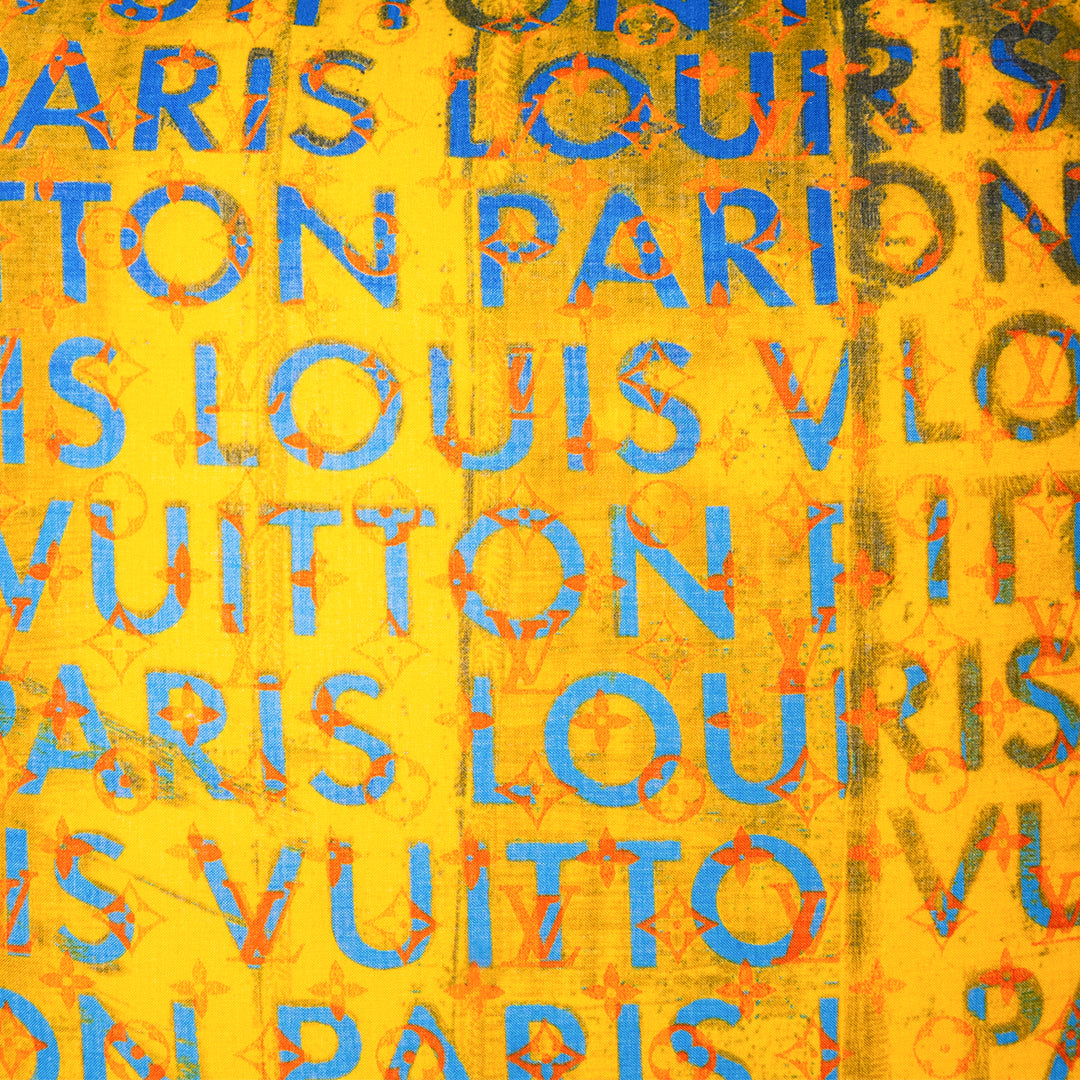 Rare Vintage Unique Louis Vuitton Richard Prince Text Print Designer Silk Pillow | Contemporary Luxury Decor | 20" x 20" x 8"