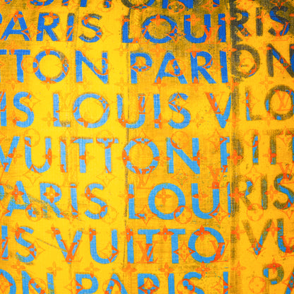 Rare Vintage Unique Louis Vuitton Richard Prince Text Print Designer Silk Pillow | Contemporary Luxury Decor | 20" x 20" x 8"